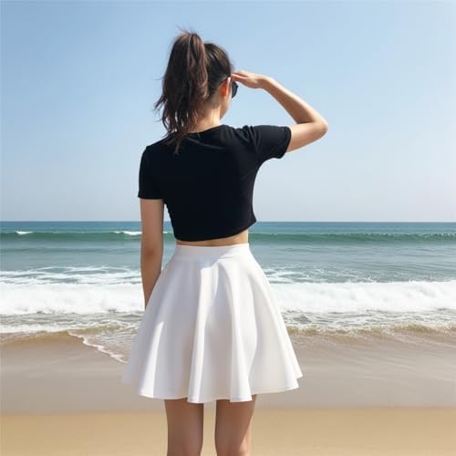 HUBIBUBI Girls Skater Skirt Flared High Waisted Flippy Stretch Mini Tutu Fancy School Skirts Girls Flared High Waist Stretch Kids School Skirt 5-14 Years