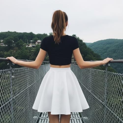 HUBIBUBI Girls Skater Skirt Flared High Waisted Flippy Stretch Mini Tutu Fancy School Skirts Girls Flared High Waist Stretch Kids School Skirt 5-14 Years