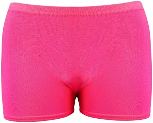 HUBIBUBI Kids Microfiber HOT Pants Girls Knickers Lycra Dance Shorts Gym NEON Party Dress Costume 5-12 Years of Age