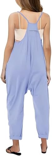 Hundakvy Girls Jumpsuit Adjustable Spaghetti Strap Loose Overalls Rompers Kids Overlay Decorated Playsuit Long Pants For Teen Kids Cotton Baggy Plain Playsuits With Pockets For Age 5-12 Years