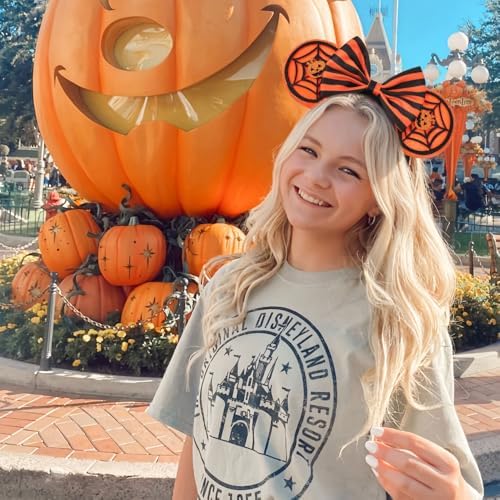 HXPLN Halloween Mouse Ears Halloween Headband For Women Adult Boys Girls Pumpkin Headband For Theme Party Cosplay Costume Hair Accessories (Pumpkin)