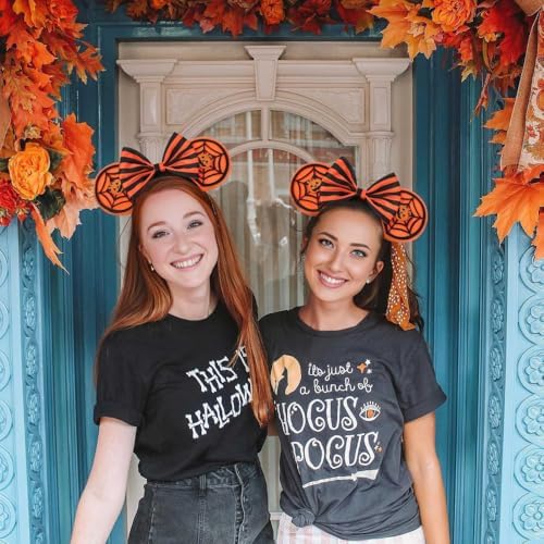 HXPLN Halloween Mouse Ears Halloween Headband For Women Adult Boys Girls Pumpkin Headband For Theme Party Cosplay Costume Hair Accessories (Pumpkin)