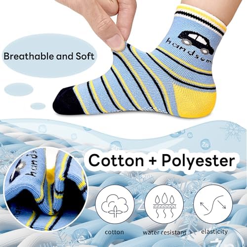 HYCLES Baby Girp Socks 12 Pairs For Boys Girls 0-7 Years Toddler Infant Kids Children Non Skid Anti-slip Socks