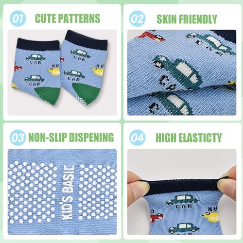 HYCLES Baby Girp Socks 12 Pairs For Boys Girls 0-7 Years Toddler Infant Kids Children Non Skid Anti-slip Socks