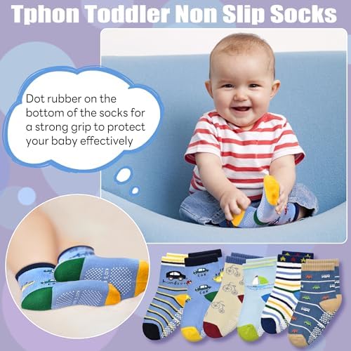 HYCLES Baby Girp Socks 12 Pairs For Boys Girls 0-7 Years Toddler Infant Kids Children Non Skid Anti-slip Socks