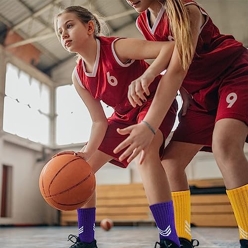 HYCLES Kids Basketball Sports Socks 3 Pairs For Boys And Girls 6-16 Years Youth Soccer Football Rugby Socks Young Athletes Premium Quality Moisture-Wicking And Durable