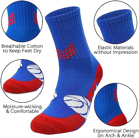 HYCLES Kids Basketball Sports Socks 3 Pairs For Boys And Girls 6-16 Years Youth Soccer Football Rugby Socks Young Athletes Premium Quality Moisture-Wicking And Durable