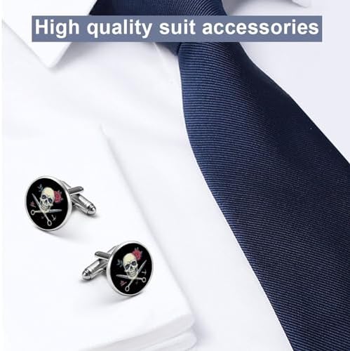 I Will Cut You Skull Barber Cufflinks Vintage Shirt Cuff Links Gifts For Party Wedding Business