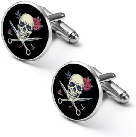 I Will Cut You Skull Barber Cufflinks Vintage Shirt Cuff Links Gifts for Party Wedding Business