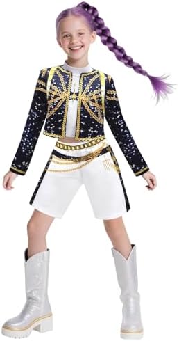Idol Group Costumes For Kids Girls Hunter Star Print Stage Costume 3PCS Performance Outfits For Halloween Cosplay