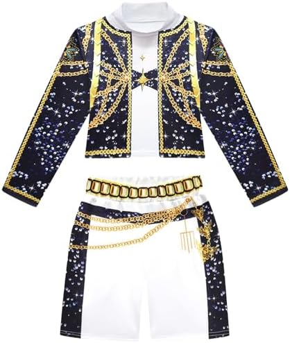 Idol Group Costumes For Kids Girls Hunter Star Print Stage Costume 3PCS Performance Outfits For Halloween Cosplay