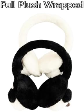 IEasey Cute Panda Kids Fluffy Winter Earmuffs Girls Boys Faux Fur Ear Warmer Soft Warm Fleece Cushioned Ear Muffs Earflaps Plush Ears Protector Children Warm Ear Covers Xmas Gift Winter Birthday Gift