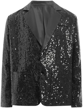 IEFiEL Girls Lapel Button Down Suit Coat Sequin Blazers Jacket Hip Hop Jazz Dance Costume For Disco Party