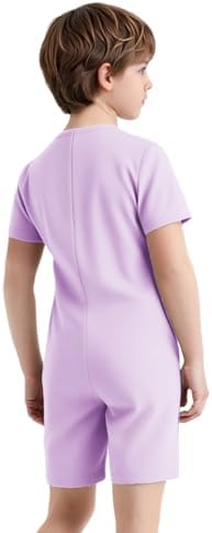 Iiniim Kids Girls Boys Special Needs Adaptive Clothing Anti-Strip Romper Short Sleeve Zip Back Jumpsuit Onesie Bodysuit