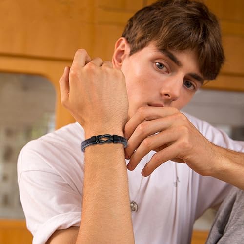 Ilasif Infinity Bracelet For Boys Brown Braided Leather Stainless Steel Engraved With Love You Forever Jewelry 7.5 Inches Birthday For Boyfriend Son Grandson Age 10/13/16/18