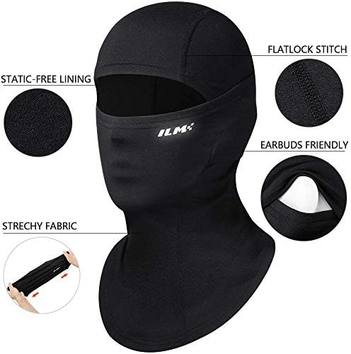 ILM Balaclava Ski Mask For Men Women Kids Winter - Balaclavas Black Face Mask For Cycling Motorcycle Running Ski Snowboard Working Cold Weather FM01