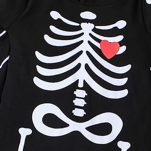 ImKutie Baby Halloween Outfits Cute Newborns Boys Girls First Halloween Clothes Skeleton Bat Romper Long Sleeve Cotton Jumpsuit With Hat For 0-24 Months