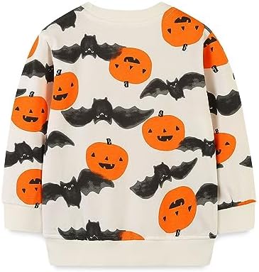 ImKutie Kids Halloween Jumpers Toddler Boys Girls Sweatshirts Cartoon Pumpkin Bat Long Sleeve Pullover Jumper Shirt Tops For 1-7 Years