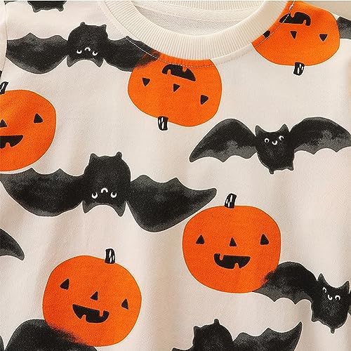 ImKutie Kids Halloween Jumpers Toddler Boys Girls Sweatshirts Cartoon Pumpkin Bat Long Sleeve Pullover Jumper Shirt Tops For 1-7 Years