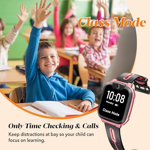 Imoo Z1 Kids Smart Watch With GPS Tracker 4G Children Phone Watch With SIM Card Video & Phone Call School Mode WiFi SOS Group Chat Camera IPX8 Waterproof Smart Watch For Kids Boys Girls-Pink