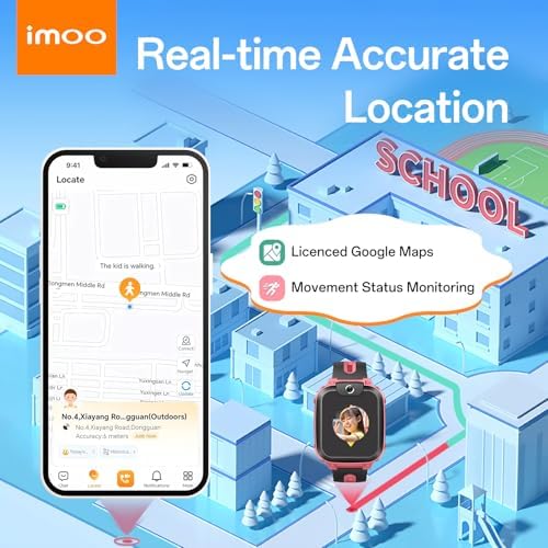 Imoo Z1 Kids Smartwatch Phone 4G Video & Calls And GPS Tracking With Real-Time Location Smart Watch IPX8 Waterproof Long Battery Life Class Mode And Stranger Rejection Family Chat Support(Pink)