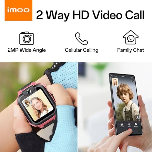 Imoo Z1 Kids Smartwatch Phone 4G Video & Calls And GPS Tracking With Real-Time Location Smart Watch IPX8 Waterproof Long Battery Life Class Mode And Stranger Rejection Family Chat Support(Pink)