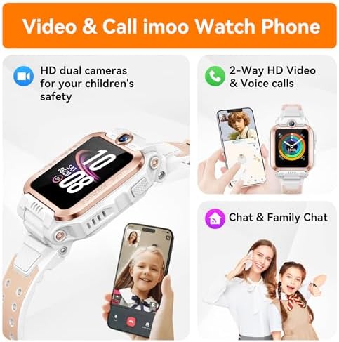 Imoo Z7 Kids Smartwatch With Real-Time GPS & 4G LTE - HD Voice/Video Calling 14-Day Location History Health Monitor Emotion Detection - Parent-Approved Safety Watch (Z7)