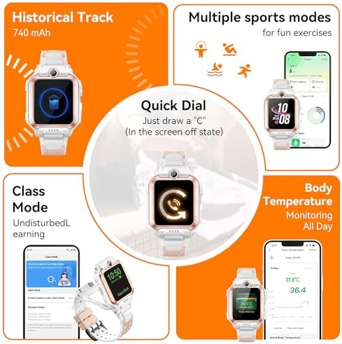 Imoo Z7 Kids Smartwatch With Real-Time GPS & 4G LTE - HD Voice/Video Calling 14-Day Location History Health Monitor Emotion Detection - Parent-Approved Safety Watch (Z7)