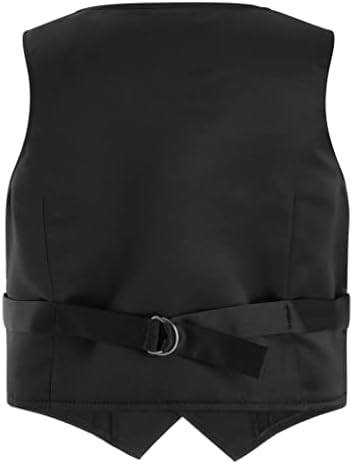 Inlzdz Kids Boys V Neck Button Down Tuxedo Formal Suit Waistcoat Vest Single Breasted Wedding Birthday Party Blazer