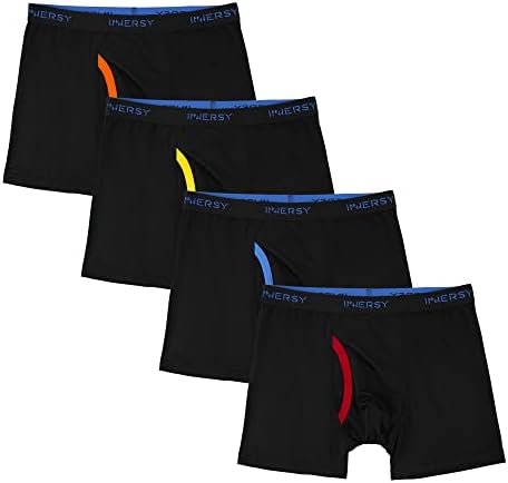 INNERSY Boys Boxers with Fly Hipster Trunks Underwear Multipack Underpants 6-18 Year Pants 4 Pack
