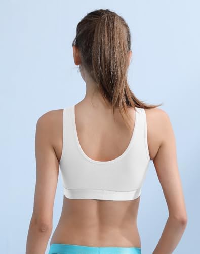INNERSY Girls Sports Bra Cotton Crop Tops Non Padded Training Bras Kids To Teens 6-16 Years 3 Pack