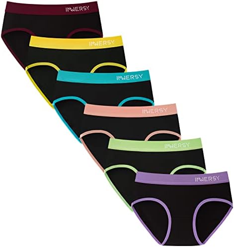 INNERSY Knickers for Teenage Girls Soft Cotton Underwear Sporty Waist Pants Comfy Briefs (Teen 10-16 Years) Pack of 6