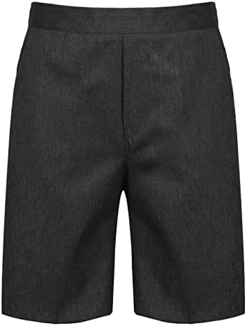 INSAFIANS Boys Pull Up School Shorts Half Elastic On Back Side (No Zip Or Clip) Pull Up Grey Shorts