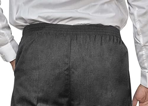 INSAFIANS Boys Slim Full Elasticated Waist Pull Up Trousers Black Grey All Around Elastic Age 1 To 16 School Trousers