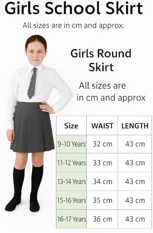INSAFIANS Girl's School Skirts Grey Black High Waist All Around Pleated Skirt School Uniform 9 10 11 12 13 14 15 16 Years