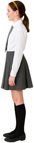INSAFIANS Girl's School Skirts Grey Black High Waist All Around Pleated Skirt School Uniform 9 10 11 12 13 14 15 16 Years