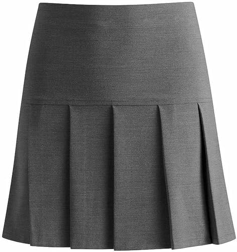 INSAFIANS Girl's School Skirts Grey Black High Waist All Around Pleated Skirt School Uniform 9 10 11 12 13 14 15 16 Years
