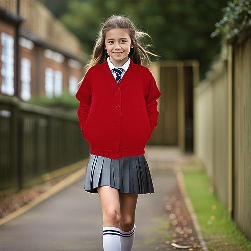 INSAFIANS Girls School Cardigan Long Sleeves Fleece Kids Sweatshirt Age 3 To 13 Years