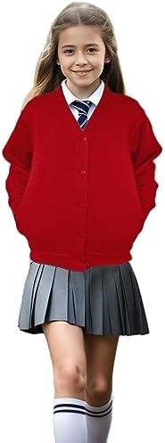 INSAFIANS Girls School Cardigan Long Sleeves Fleece Kids Sweatshirt Age 3 to 13 Years