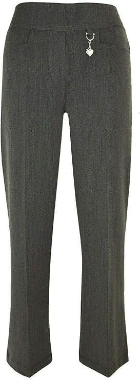 INSAFIANS Girls School Trousers Half Elasticated Waist Pull Up School Trouser with Heart Pendant