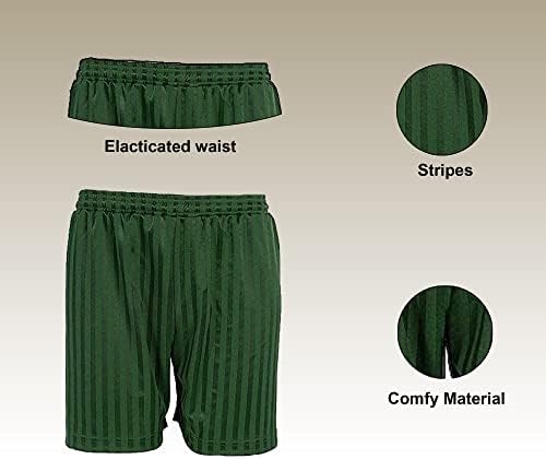 Inspire Me Boys Girls Shorts Playing Games Pants Shadow Stripe Unisex School PE Football Sports Pull Up Multi-Purpose For Gym Cycling - Short Length - Polyester - Mid Rise - Drawstring - Machine Wash