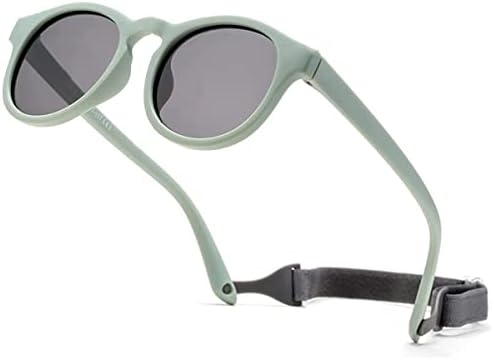 iNszkoos Flexible Polarized Baby Sunglass with Strap Adjustable Infant Outdoor Sunshade UV 400 Protection Soft Silicone Frame Baby Sunglasses for 0-36 Months Toddler Newborn Boys Girls