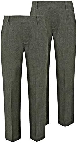 Integriti Schoolwear 2PK Boys School Trousers Comfort Fit Black Charcoal Grey Navy Blue Elasitcated Waist Age 3-16 Years