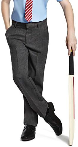 Integriti Schoolwear Boys Pull Up School Trousers Flat Front Easy Dressing Elasticated Pull On Black Grey Navy Age 1 2 3 4 5 6 7 8 9 10 11 12 13 Teflon