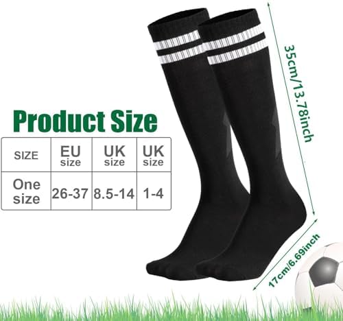 Invalidism 3 Pairs Kids Football Socks Childrens Football Socks Kids Breathable Soccer Sock Long Football Socks For Sporting Running Training Socks For Children Aged 5-12