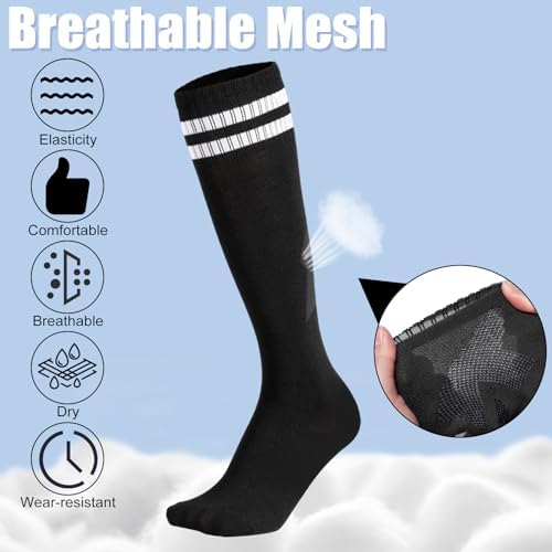 Invalidism 3 Pairs Kids Football Socks Childrens Football Socks Kids Breathable Soccer Sock Long Football Socks For Sporting Running Training Socks For Children Aged 5-12