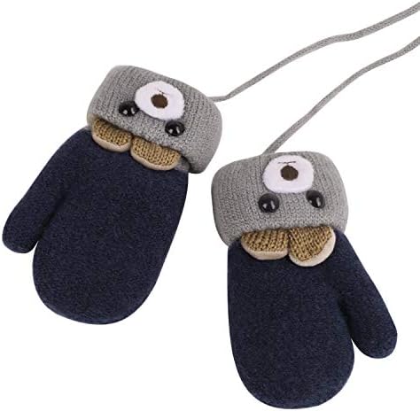 IPENNY Toddler Magic Stretch Mittens Thick Plush Lined Winter Baby Boys Girls Knitted Gloves Warm Fluffy Full Finger Gloves Cold Weather Ski Gloves For 0-6 Y