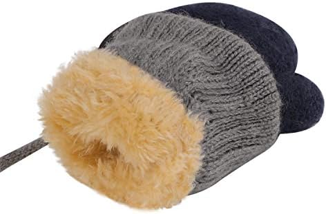 IPENNY Toddler Magic Stretch Mittens Thick Plush Lined Winter Baby Boys Girls Knitted Gloves Warm Fluffy Full Finger Gloves Cold Weather Ski Gloves For 0-6 Y