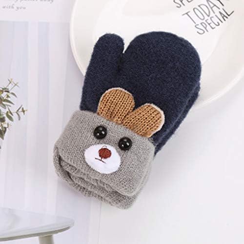 IPENNY Toddler Magic Stretch Mittens Thick Plush Lined Winter Baby Boys Girls Knitted Gloves Warm Fluffy Full Finger Gloves Cold Weather Ski Gloves For 0-6 Y