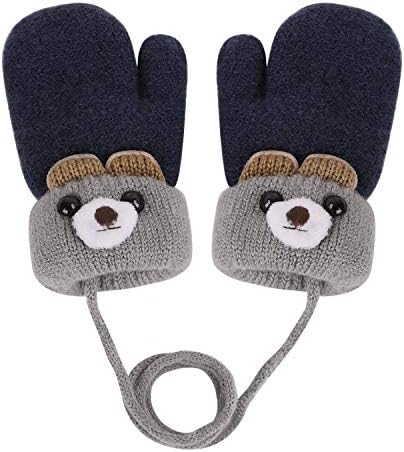 IPENNY Toddler Magic Stretch Mittens Thick Plush Lined Winter Baby Boys Girls Knitted Gloves Warm Fluffy Full Finger Gloves Cold Weather Ski Gloves for 0-6 Y